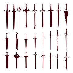 Wall Mural - flat design sword silhouette collection