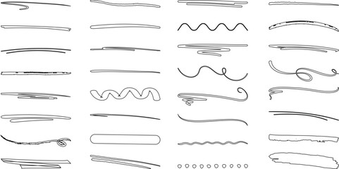 Wall Mural - Underline vector set, diverse styles of underlines, editable strokes. Perfect for web design, graphic art, emphasizing text, keywords. Attract attention with these black underlines set