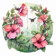 A summer solstice in watercolors with bougainvillea and Japanese beetles line art style