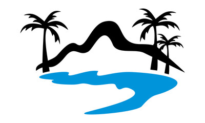 Poster - beach island landscape logo illustration