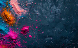 Fototapeta Przestrzenne - colorful powder on a dark grey background