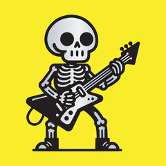 Wall Mural - cartoon skeleton punk playing guitar vector illustration