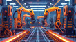 Industrial automation 4.0 automotive production lines. modern car factory automotive industry industrial background