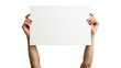 Hands holding blank sign. Isolated on transparent background.