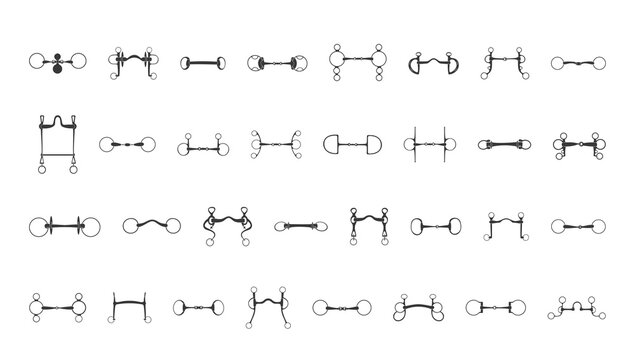 Set of horse bits, flat icons