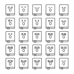 Wall Mural - amazed book emoticons icons set vector illustration