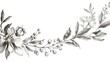 Simple black and white drawing of flowers and leaves. Suitable for botanical illustrations