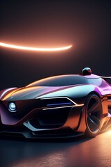 A futuristic car with a bright light