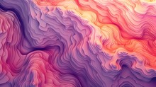 3D Abstract Topographic Map Design Concept: Colorful Undulating Terrains In Gradient Hues With Bright Lighting