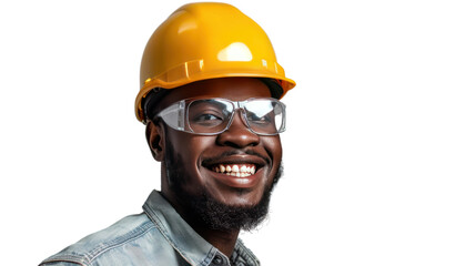 Poster - Portrait of a successful construction worker wearing a helmet amidst an engineering job Isolated on a transparent background.