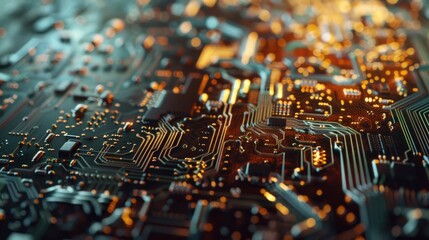 Poster - Detailed view of a computer circuit board, ideal for technology concepts