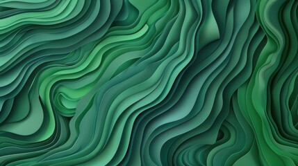 Poster - A green abstract background with wavy shapes, suitable for various design projects