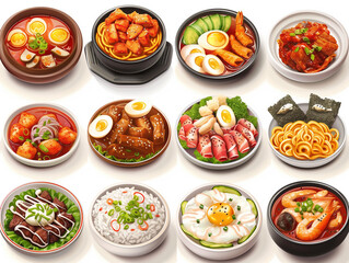 Wall Mural - Korean food on isolated background,created with Generative AI tecnology.