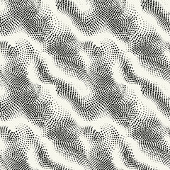 Wall Mural - vector seamless pattern with optic illusion. abstract distorted dotted texture. monochrome warped su