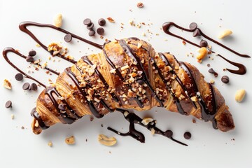 Wall Mural - croissant with chocolate glaze, sprinkled with nuts and chocolate chips