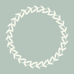 Wall Mural - Handmade linocut organic vector wreath in whimsical scandi style. Folkart natural woodland frame with woodcut effect for digital monochrome artwork. 