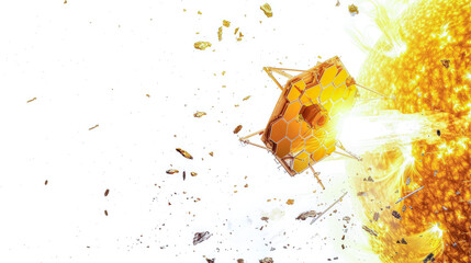 Wall Mural - telescope satellite on white background with sun energy 