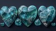 The image of floating emerald stones and sparkling crystals has been isolated on a transparent background. This modern realistic set includes glowing heart shaped gems and glowing crystal gems.