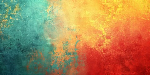  Grunge Background Texture in the Colors Coral Red, Turquoise and Sun Yellow created with Generative AI Technology