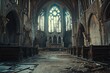 © anatolir - Decrepit Abandoned gothic castle church. Ruin scary. Generate Ai