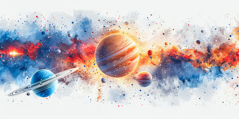 Wall Mural - solar system, background with space for text