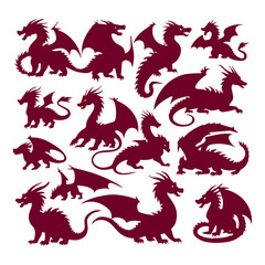 flat design dragon silhouette collection