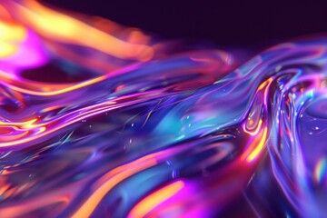 Poster - Iridescent Abstract fluid holographic. Abstract neon. Generate Ai