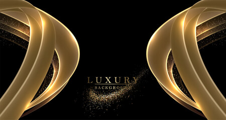 Wall Mural - Illustration with a golden isolated arc with sparkling small tinsel.