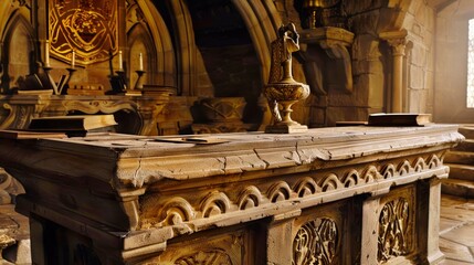 Wall Mural - medieval desk made of stone