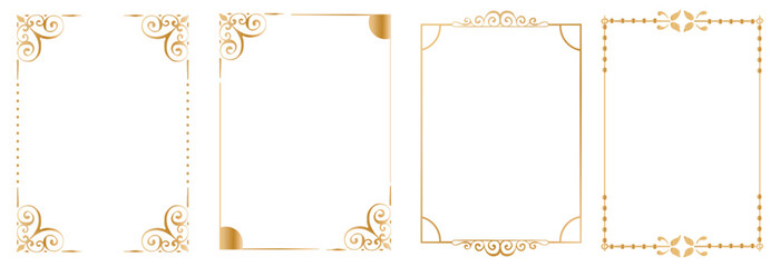 Wall Mural - Gold vintage frames. Set of Decorative borders set, floral ornament, Vector antique decor. isolated on black background. Vector illustration. EPS 10