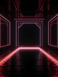 © Zickert - Black neon tunnel entrance path design seamless tunnel lighting neon linear strip background