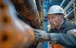 © tongpatong - A male employee inspects the pipeline visually corrosion from oil and gas rust in the socket tube pipeline steam gas leak