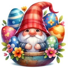 Wall Mural - Easter Gnome with Easter Eggs