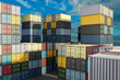 Stacked Shipping Containers at a Commercial Freight Terminal 3d image