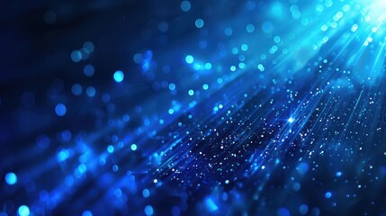 Poster -  Abstract dark blue digital background with sparkling blue light 