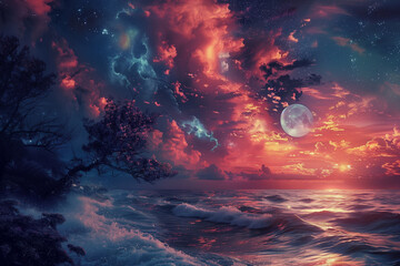 Wall Mural - sunset in space