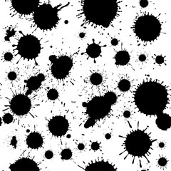 Poster - black ink splatter seamless pattern. artistic grunge