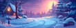 Winter night cartoon background