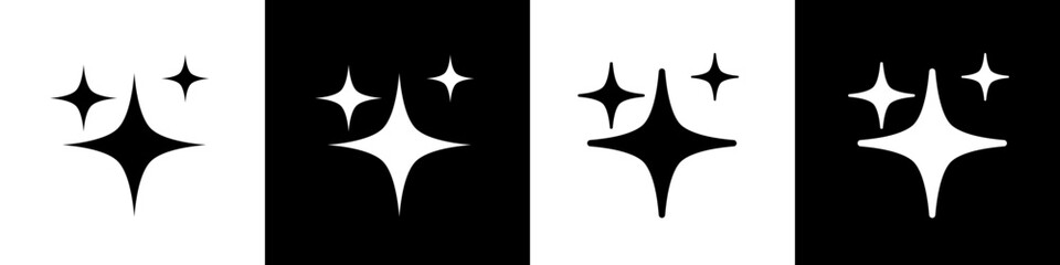 Wall Mural - stars set icons, different sparkle star shapes, bursts, twinkling stars, shine sparkles signs