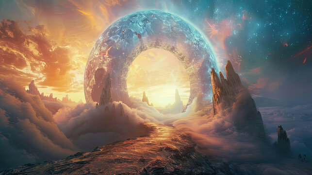 Cosmic Portal in a Fantasy Landscape.