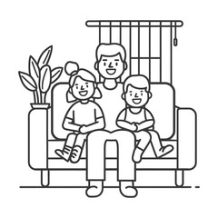 Outline illustration Celebration International Family Day family members in a positive vibes