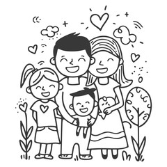 Wall Mural - Outline illustration Celebration International Family Day family members in a positive vibes