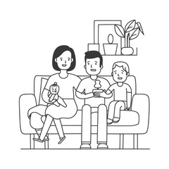 Outline illustration Celebration International Family Day family members in a positive vibes