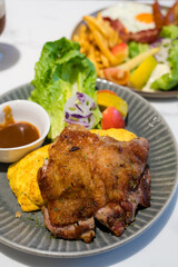 Poster - Deep fry chicken fillet with salad