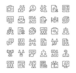 Fototapete - Human resources icons set. Vector line icons. Black outline stroke symbols