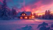 House glowing in vivid thermal colors at dawn