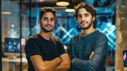 Poster - crear imagen de dos empresarios emprendedores  