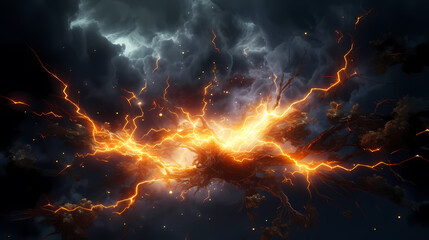 Wall Mural - Energy lightning collision powerful illustration explosion background