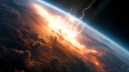 Wall Mural - Energy lightning collision powerful illustration explosion background