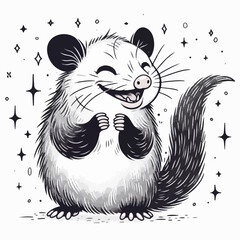 Wall Mural - sketch of a cute little possum 